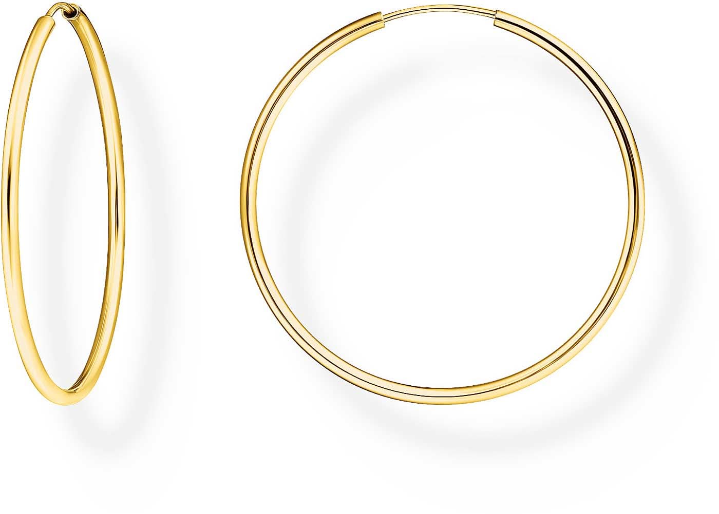 Créoles moyennes dorées, anneau rond lisse, paire