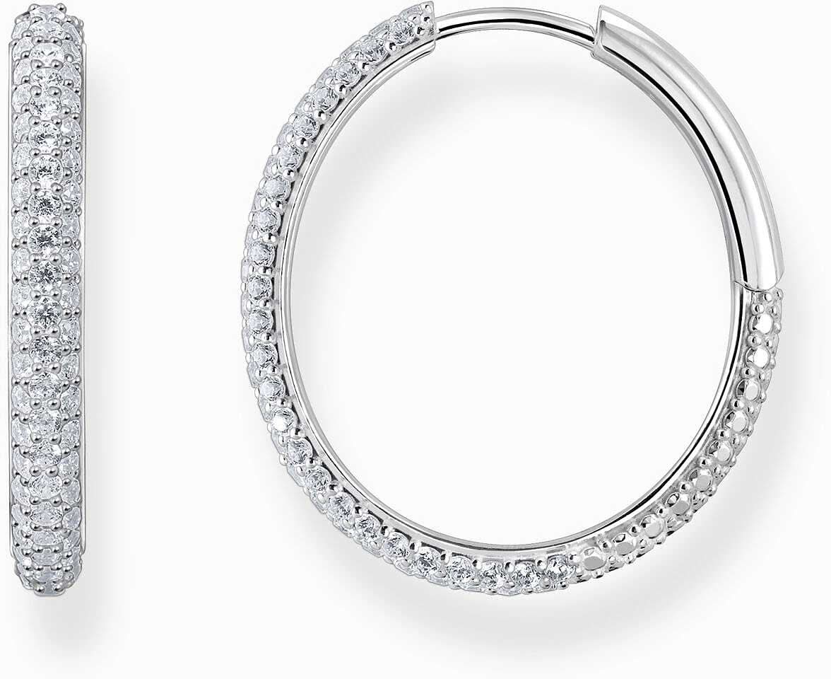 Créole argentée avec oxydes de zirconium blancs, anneau brillant