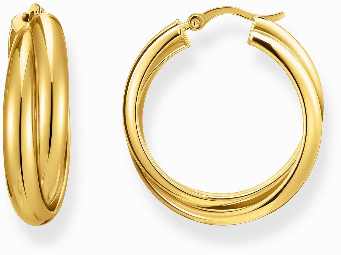 Goldfarbene große Creolen mit Rillen und geschwungenem verschlungenem Design