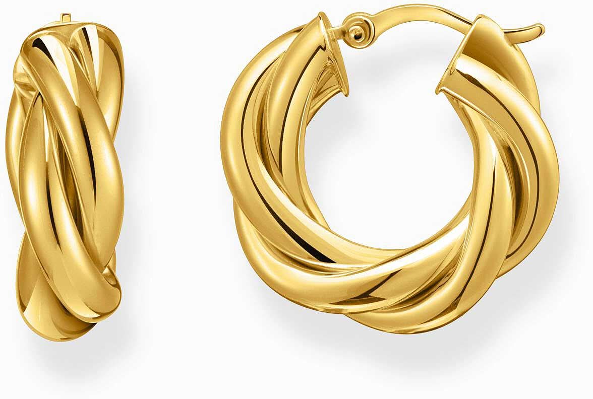 Goldfarbene Kreolen mit verschlungener Oberfläche, halbkreisförmig, glänzend
