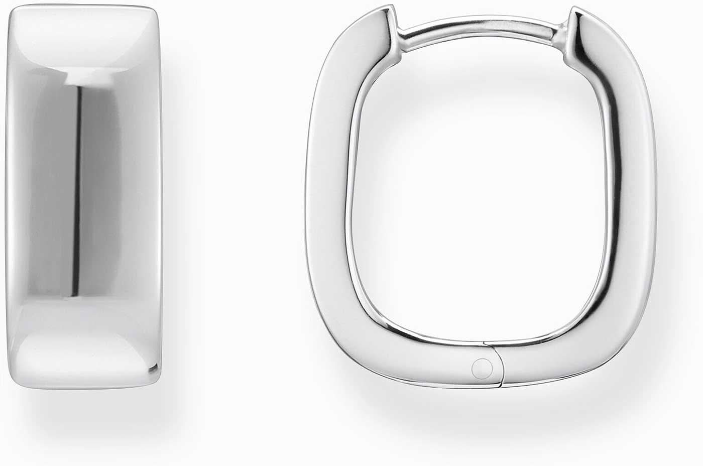 Créoles argentées de forme carrée, design minimaliste à tige