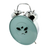 Réveil bleu clair avec double cloche, face avant avec symbole de visage