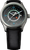 Herrenarmbanduhr mit anthrazitfarbenem Zifferblatt, schwarzem Lederband und GMT-Funktion