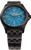 Herrenarmbanduhr mit blauem Zifferblatt und Metallarmband, runder Lünette.