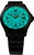 Herrenarmbanduhr mit grünem Zifferblatt, leuchtenden Markierungen und schwarzem Metallarmband
