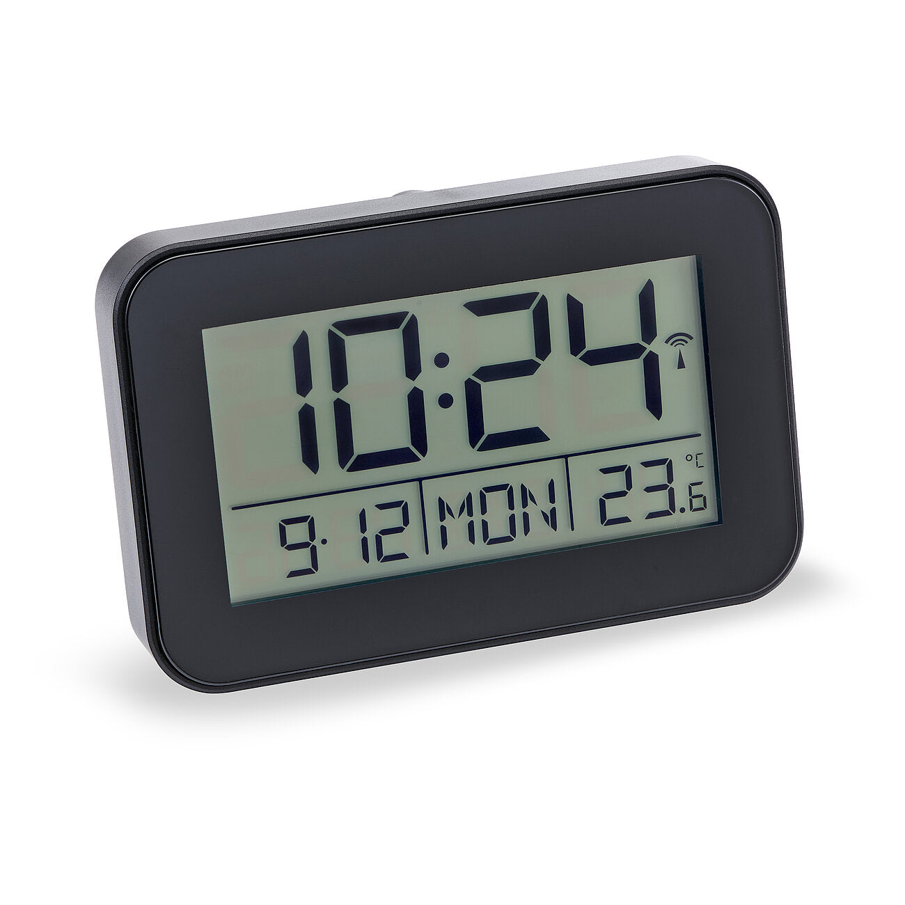 Réveil numérique avec écran LCD, affiche l'heure, la date et la température