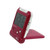 Réveil rouge en angle, écran visible