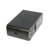 Réveil radio-piloté vu de dos, connectique sur le boîtier, forme rectangulaire, gris foncé.