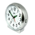 Radio-montre argentée avec cadran blanc, aiguilles vertes et marqueur central rouge