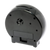 Vue arrière : boîtier rond noir avec vis et cache rectangulaire