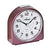 Réveil compact à quartz avec boîtier bordeaux et cadran analogique rond