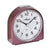 Réveil compact à quartz bordeaux avec cadran analogique et façade incurvée