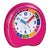 Petit réveil rose avec cadran multicolore et bord de protection transparent