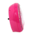 Réveil rose vue latérale, forme ronde avec zone avant en verre transparent