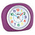 Réveil enfant, vue de face, boîtier violet et cadran coloré