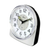 Réveil de face, cadran blanc avec chiffres noirs et insert central
