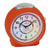 Réveil avec boîtier orange, cadran rond et chiffres multicolores