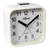 Réveil avec boîtier blanc, aiguilles des minutes et des heures noires, cadran analogique