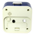 Dessous du réveil blanc avec compartiment à piles et ouvertures de connexion