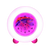 Réveil enfant avec cadran rose lumineux, motif coloré et forme ronde.