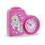 Réveil enfant rose avec motif licorne et petit cadran rond