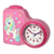 Réveil enfant rose avec figurine licorne, cadran rond et aiguilles