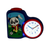 Petit réveil avec motif panda sur fond vert et cadran analogique