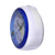 Réveil avec boîtier rond blanc et cadre avant bleu