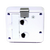 Panneau arrière de réveil blanc avec deux boutons ronds et un panneau de connexion