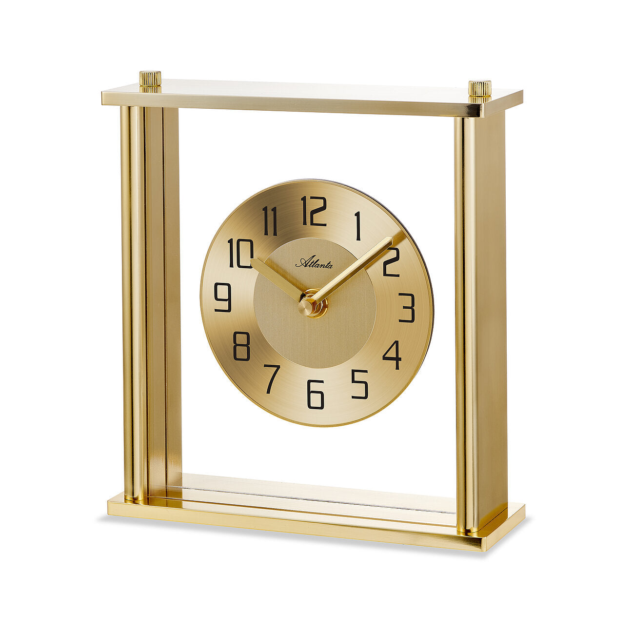 Horloge de table dorée avec mouvement à quartz et cadran arabe