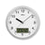 Horloge murale argentée avec cadran blanc et affichage de la température et de l'humidité