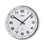 Horloge murale blanche avec chiffres analogiques, aiguilles noires et logo Atlanta, mouvement radio-piloté