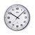Horloge murale avec boîtier argenté, cadran blanc, chiffres et aiguilles noirs