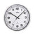 Horloge murale avec cadre argenté, cadran blanc, chiffres et aiguilles noirs