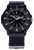 Montre homme avec cadran noir, index marqués et bracelet textile noir