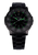 Bracelet de montre pour homme avec boîtier noir, lunette cannelée et index luminescents verts