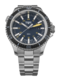 Herrenuhr mit blauem Zifferblatt, Metallarmband und runder Lünette