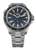 Herrenuhr mit blauem Zifferblatt, Metallarmband und runder Lünette