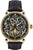 Montre Carl von Zeyten pour homme, cadran squelette, bracelet en cuir noir, lunette dorée