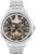 Montre squelette pour homme avec bracelet en métal, cadran argenté et mécanisme doré