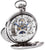 Montre de poche squelette argentée avec mouvement apparent et chiffres romains