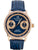 Herrenuhr mit roségoldfarbenem Gehäuse, blauem Zifferblatt und blauem Lederband