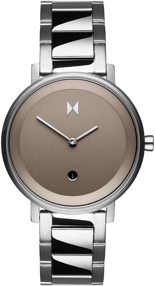Bracelet de montre pour femme avec bracelet en acier inoxydable argenté et cadran beige, marque Flèche