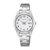 Bracelet de montre pour homme en acier inoxydable argenté avec cadran rond blanc