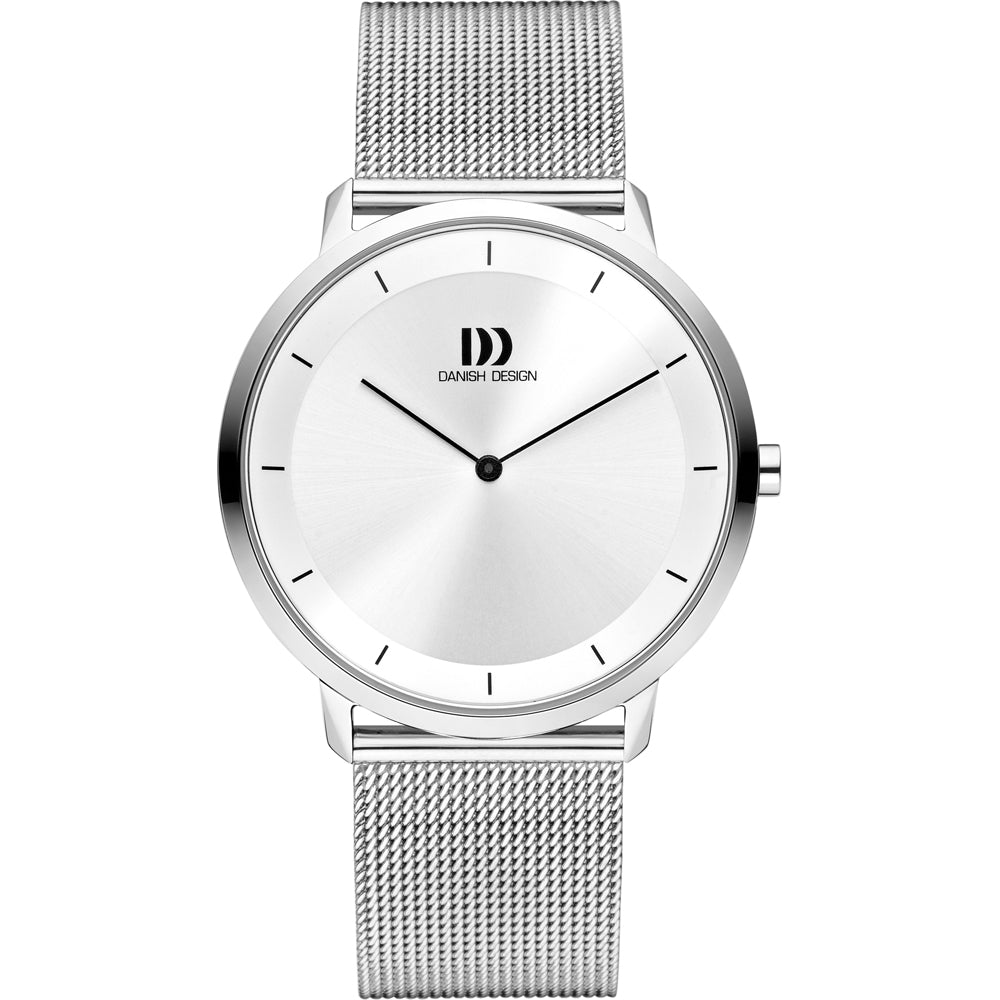 Herrenarmbanduhr mit silbernem Mesh-Armband und rundem Zifferblatt, Mineralglas