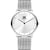 Herrenarmbanduhr mit silbernem Mesh-Armband und rundem Zifferblatt, Mineralglas