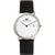 Herrenarmbanduhr Danish Design mit schwarzem Lederband, silbernem Titangehäuse, weißem Zifferblatt und Datumsanzeige