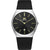 Herrenarmbanduhr mit schwarzem Zifferblatt, schwarzem Armband und Chronograph-Layout