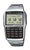 Montre Casio pour homme avec bracelet en métal argenté et écran LCD avec disposition calculatrice/base de données