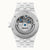 Herrenuhr mit silbernem Gehäuseboden, sichtbarem Automatikwerk und weißem Keramikband